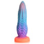 A glow in the dark tenta cock dildo is lined with ridges and suckers. 