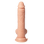 A realistic phallic shape thrusting dildo showcases its onboard buttons at the base. 