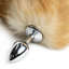 Metal Butt Plug With Tan & White-Tipped Furry Tail - Small
