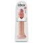 A realistic 14-inch veiny dildo featuring a suction cup base stands in its King Cock packaging against a white backdrop.