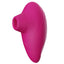 A petite hot pink clitoral suction stimulator features an ergonomically curved shape. 