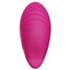 Back view of a petite hot pink clitoral suction stimulator features a ribbed texture.