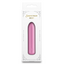 A box by NS Novelties stands against a white backdrop with a flexible mini metallic pink bullet vibrator inside. 