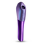 An ergonomic double-ended air pulse bullet vibrator in metallic purple showcases its angled tip handle. 