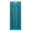 A box by NS Novelties stands against a white backdrop and has a teal G-spot vibrator inside. 