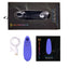 Nu Sensuelle trinitii clitoral suction and licking vibrator in ultra violet sits next to its cord and packaging.