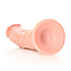 Close up of a realistic dildo's harness-compatible suction cup base.