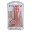A thick realistic 8 inch dildo with a suction cup base sits in its clear packaging by Real Rock. 