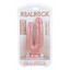 A double penetration realistic dildo sits in its clear package by Real Rock. 