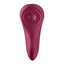 Back view of magenta panty vibrator by popular sex toy brand Satisfyer shows its clitoral stimulator.
