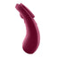 Side view of magenta panty vibrator by popular sex toy brand Satisfy shows the front magnetic clip and back clitoral stimulator. 