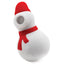 A snowman-themed clitoral suction massager is tipped on an angle and shows two control buttons on the front of its body.