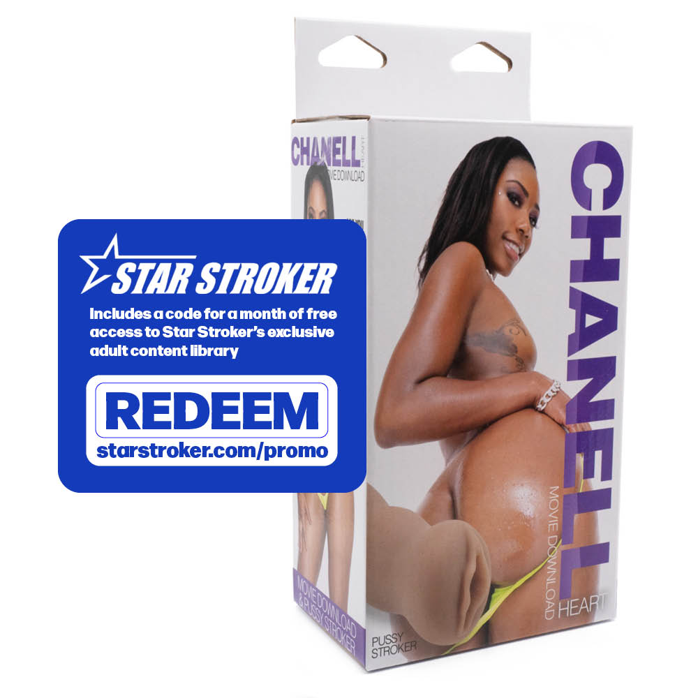 A promo code giving access to Star Stroker's porn library sits next to a pussy stroker box featuring Chanell Heart.
