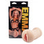 A realistic ribbed pussy stroker sits next to its box featuring blonde porn star Emily Hix. 