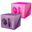 A pair of pink and purple We-Vibe Chorus couple's vibrator boxes sit next to each other against a plain white background.