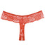  Allure Adore Chiqui Love Crotchless Lace Thong is made entirely from soft red floral lace, with a cheeky thong back & hip-hugging cut that emphasises your rear assets. Red. (3)