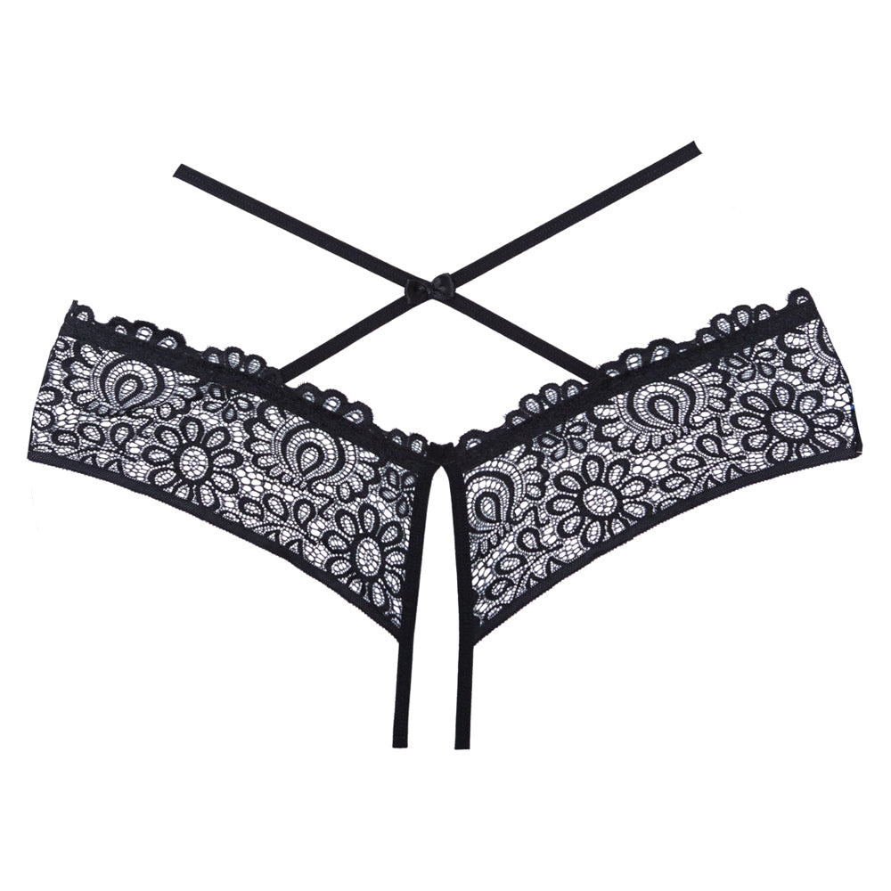  Allure Adore Crayzee Criss-Cross Strap Crotchless Lace Panties have a crossover waist strap detail to flatter your figure & a crotchless opening for erotic fun! (3)