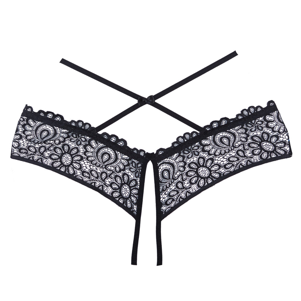  Allure Adore Crayzee Criss-Cross Strap Crotchless Lace Panties have a crossover waist strap detail to flatter your figure & a crotchless opening for erotic fun! (4)