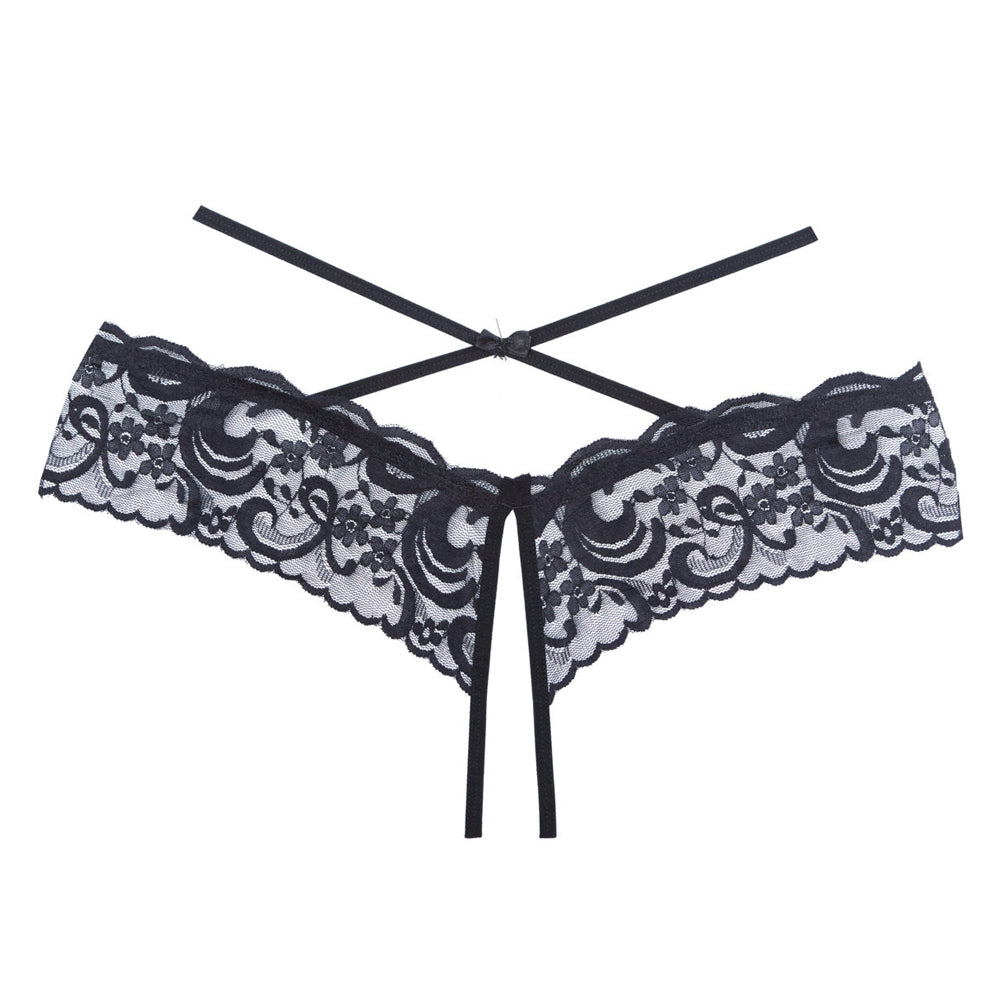  Allure Adore Dare Me Strappy Crotchless Lace Panties have a wraparound strappy waist detail & a crotchless opening in flirty scalloped lace. (3)