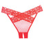Allure Adore Desiré Crotchless Mesh & Criss-Cross Lace Panty features delicate eyelash lace bands crossing over in the front & back w/ sheer mesh panels & petite cutouts under them. Red. (3)
