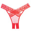Allure Adore Desiré Crotchless Mesh & Criss-Cross Lace Panty features delicate eyelash lace bands crossing over in the front & back w/ sheer mesh panels & petite cutouts under them. Red. (2)