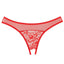 Allure Adore Just A Rumour Lace & Mesh Crotchless Panties features a delicate floral lace pattern in the front & back w/ a sheer mesh band running around the top. Red. (2)