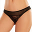 Allure Adore Just A Rumour Lace & Mesh Crotchless Panties features a delicate floral lace pattern in the front & back w/ a sheer mesh band running around the top. Black.