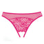 Allure Adore Just A Rumour Lace & Mesh Crotchless Panties features a delicate floral lace pattern in the front & back w/ a sheer mesh band running around the top. Hot pink. (3)
