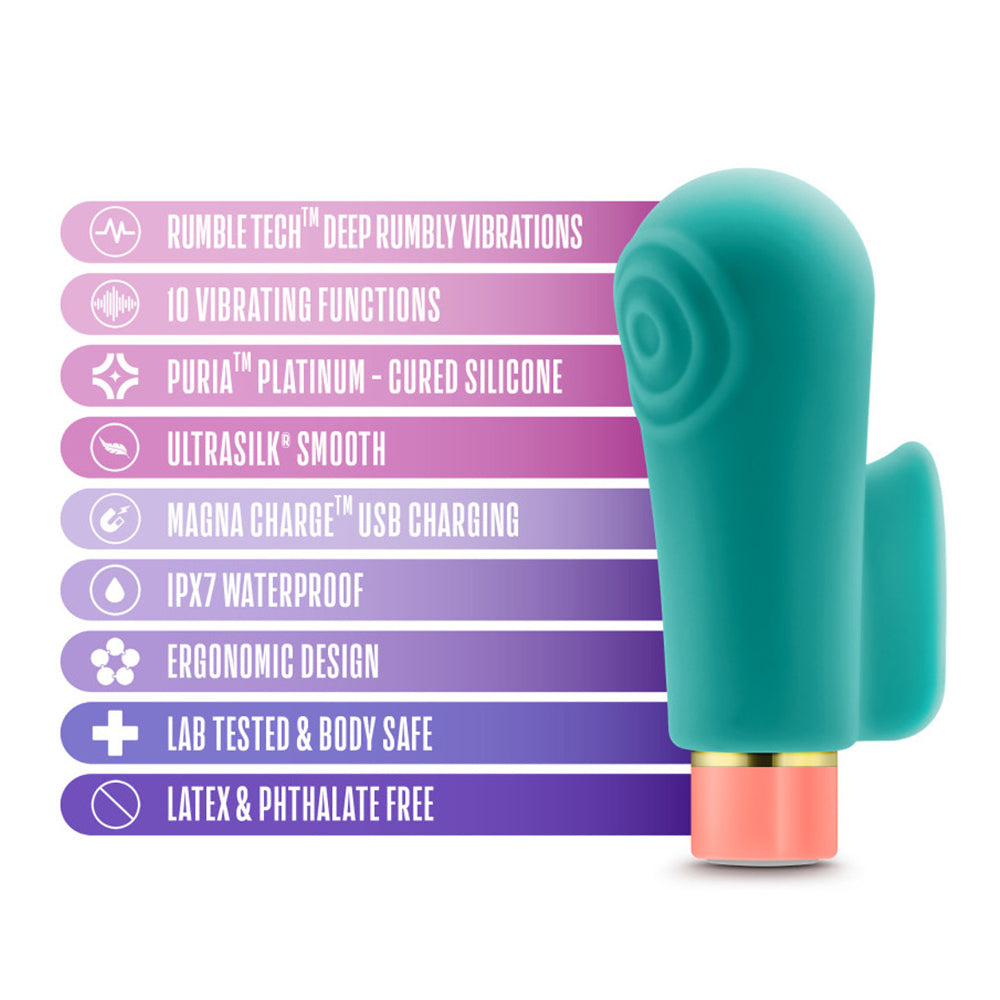Aria Sensual AF Ergonomic Fin Finger Vibrator has an ergonomic fin to separate your hand from the 10 vibration modes & offers great grip during play. Features.