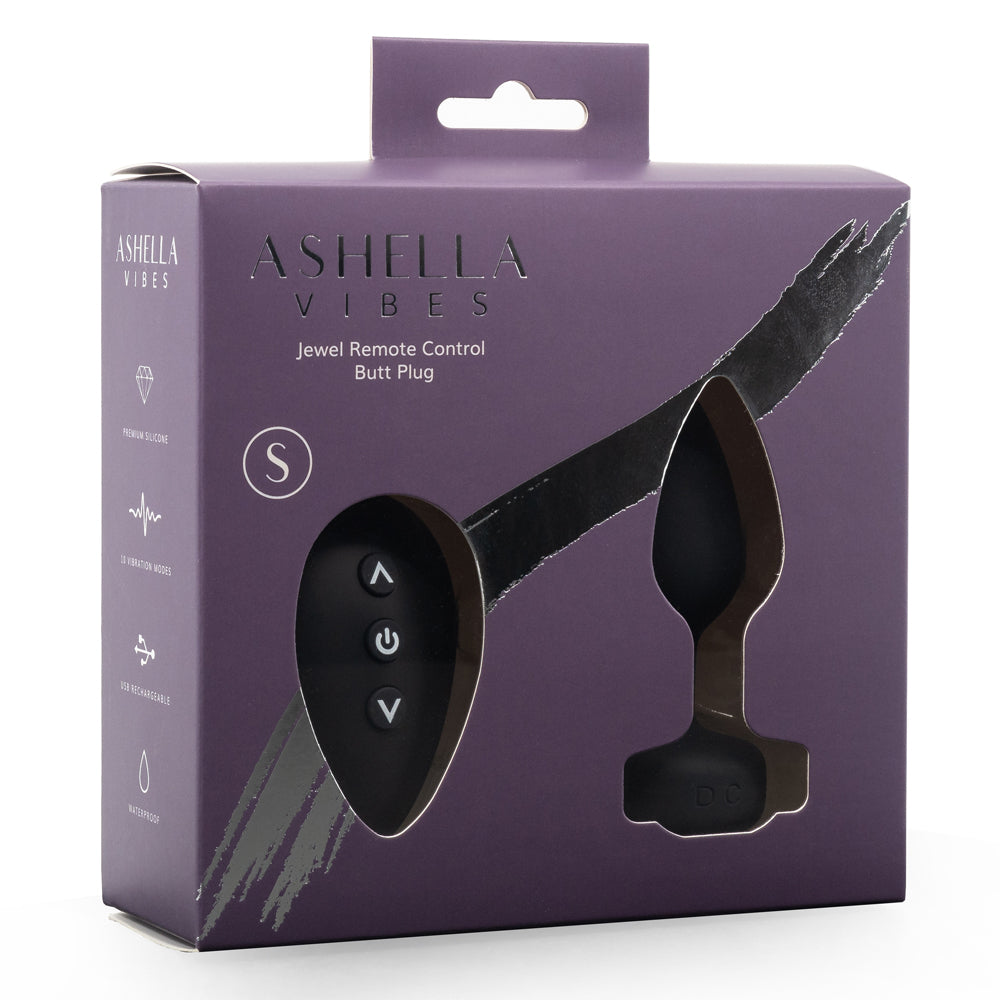 Ashella Vibes Remote Control Vibrating Jewel Butt Plug is perfect for beginners & has 10 vibration modes you can control onboard or w/ the remote. Package.