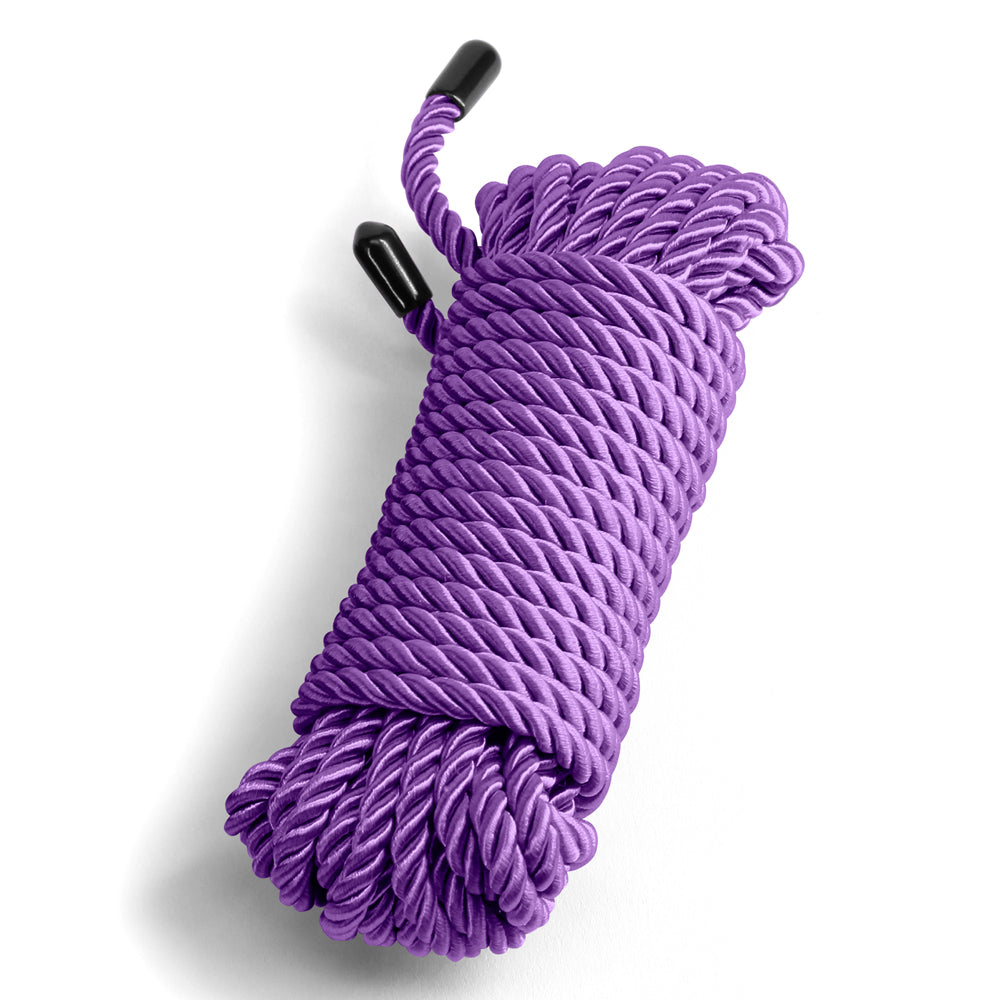 Bound 25ft Silky Bondage Rope is non-chafing to be kind to skin during long bondage, shibari & restraint play sessions & has capped no-fray ends. Purple.