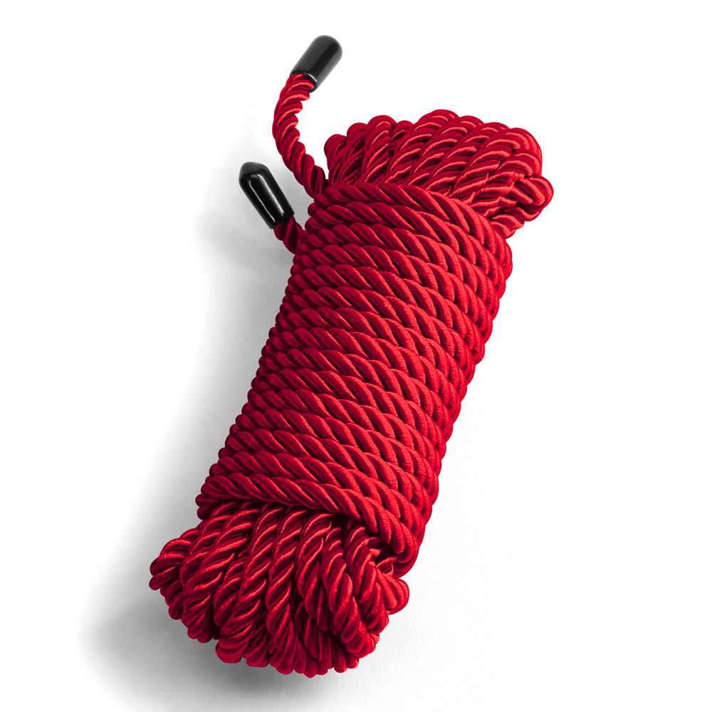 Bound 25ft Silky Bondage Rope is non-chafing to be kind to skin during long bondage, shibari & restraint play sessions & has capped no-fray ends. Red.