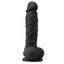 Colours Pleasures 5" Realistic Firm Vibrating Dildo With Suction Cup is sculpted from silicone w/ a realistic phallic head & veiny shaft + harness-compatible suction cup for hands-free fun! Black.