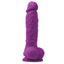 Colours Pleasures 5" Realistic Firm Vibrating Dildo With Suction Cup is sculpted from silicone w/ a realistic phallic head & veiny shaft + harness-compatible suction cup for hands-free fun! Purple.