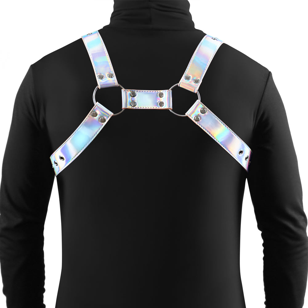 Cosmo Rogue Holographic Rainbow Bulldog Chest Harness is fabulous for parties, festivals + bright street looks & is vegan-friendly for everyone. (2)