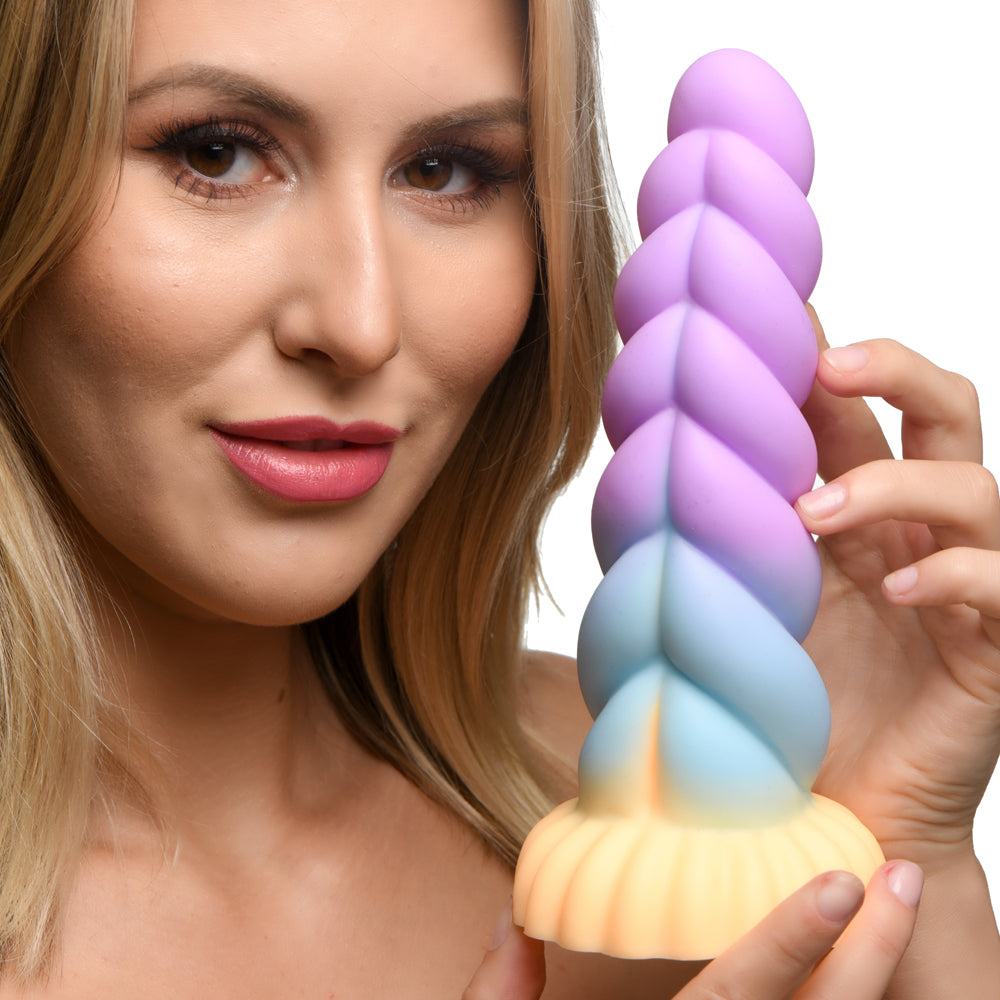 Creature Cocks Mystique Silicone Unicorn Horn Dildo will have you riding waves of magical pleasure as thick bulbous ridges rub against your inner walls. On-hand.