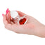 Crystal Desires Glass Butt Plug With Heart Gem - Small has a red heart-shaped gem base to make your butt look glamorous! Compatible w/ all lubricants & temperature play. On-hand.