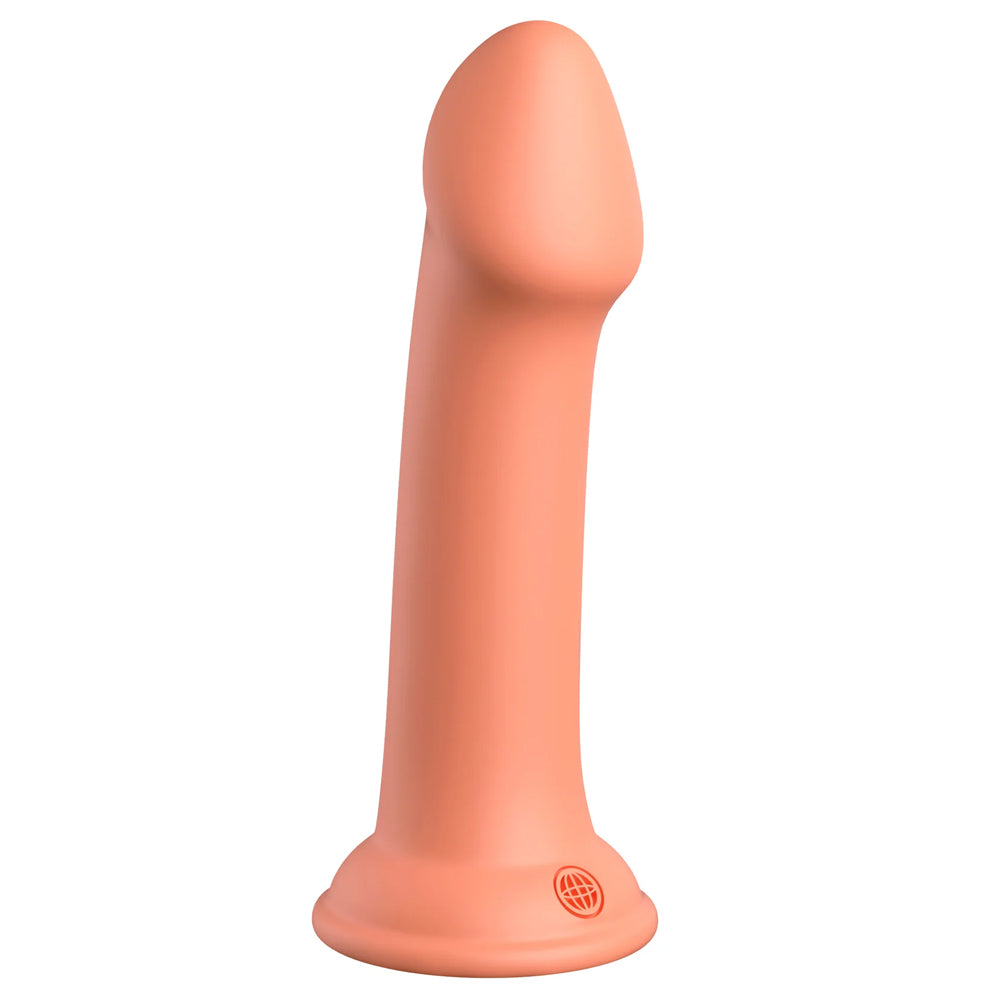 Dillio Big Hero 6" Platinum Cured Silicone G-Spot Dildo. Stimulate your G-spot or prostate w/ this hygienically superior dildo's bulbous head & curved shaft! Suction-cupped for strap-on play. Peach.