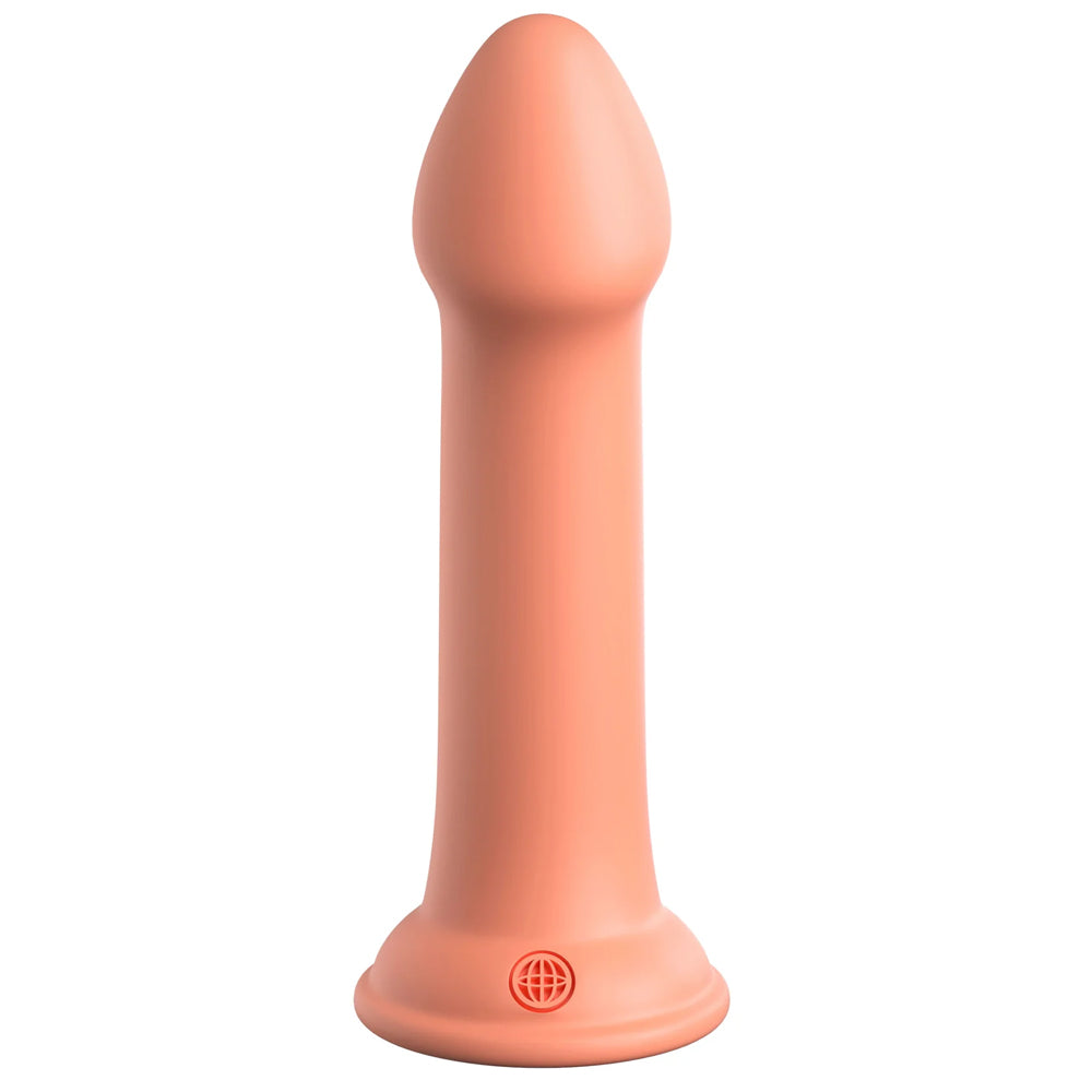 Dillio Big Hero 6" Platinum Cured Silicone G-Spot Dildo. Stimulate your G-spot or prostate w/ this hygienically superior dildo's bulbous head & curved shaft! Suction-cupped for strap-on play. Peach. (3)