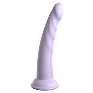 Dillio Slim Seven 7" Ridged Platinum Cured Silicone G-Spot Dildo has a tapered phallic head & a ridged shaft that gradually thickens toward the base for amazing G-spot or P-spot stimulation. Purple. (2)