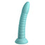  Dillio Wild Thing 7" Ribbed Platinum Cured Silicone Dildo has a pointed head for easy entry & ridges all the way down the shaft for more stimulation. Teal. (2)