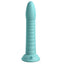  Dillio Wild Thing 7" Ribbed Platinum Cured Silicone Dildo has a pointed head for easy entry & ridges all the way down the shaft for more stimulation. Teal. (3)
