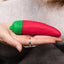 Emojibator Chili Pepper Emoji Tapered Silicone Mini Vibrator has 10 vibration modes packed into a curved body shaped like a fun chili emoji to heat up your bedroom fun. On-hand. (2)