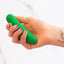  Emojibator Pickle Emoji Textured Silicone Mini Vibrator has 10 vibration modes packed into a pickle emoji-shaped body, complete w/ raised nubby textures for more stimulation. On-hand.