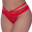 Exposed Ooh La Lace Peek-A-Boo Cheeky Panties for curvy ladies combine scalloped floral lace w/ a high-cut design to accentuate your rear & a wraparound waist that highlights your figure! Red.