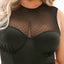 Fantasy Lingerie Raven High-Neck Polka Dot Mesh Bodysuit - Curvy has sheer polka dot mesh in a high-necked design & is perfect for the bedroom or wearing in public w/ everyday outfits. (3)