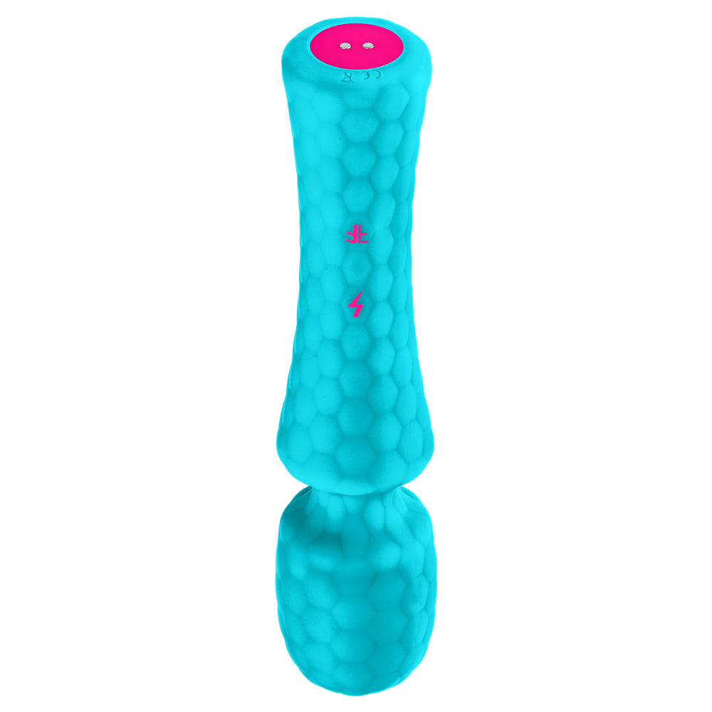  FemmeFunn Ultra Wand Vibrator XL has a comfy handle & flexible head w/ 10 vibration modes for earth-shattering pleasure that won't shatter your hand. Turquoise. (2)
