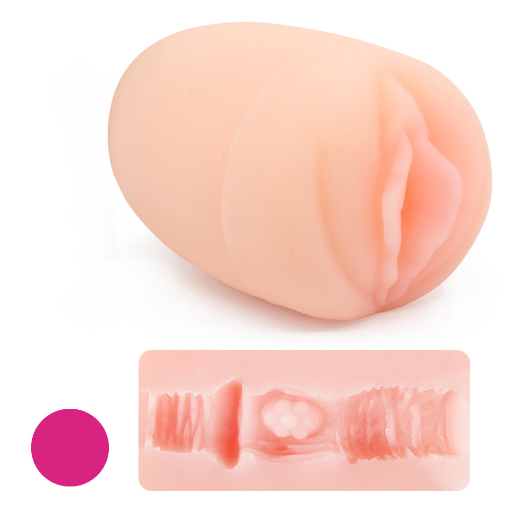 Funny Egg Realistic Masturbator With Storage Case features a realistic mouth, vagina, or anus opening & has unique textures inside for more stroking stimulation. Pink.