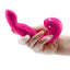  Inya Symphony Clitoral Suction & Come-Hither G-Spot Vibrator has 3 independent motors & control buttons for come-hither G-spot stroking, internal vibrations & clitoral air pulse suction. Pink. On-hand.