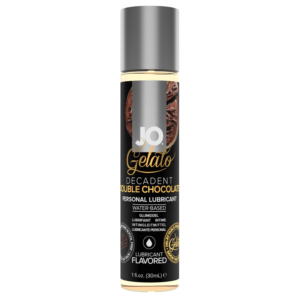 Enhance foreplay, oral sex & intimacy w/ the deliciously rich taste of the Decadent Double Chocolate Flavoured Lubricant from JO's Gelato range! 30ml.